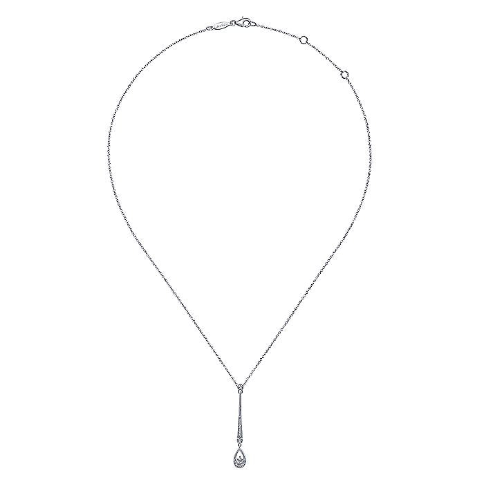 Gabriel & Co. NK6199W45JJ 14K White Gold Diamond Bar and Teardrop Necklace