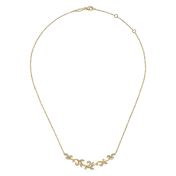 Gabriel & Co. NK6201Y45JJ 14K Yellow Gold Floral Branch Diamond Necklace