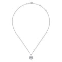 Gabriel & Co. NK6213W44JJ 14K White Gold Round Diamond Pendant Necklace with Baguette and Round Hexagonal Halo