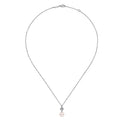 Gabriel & Co. NK6335W45PL 14K White Gold Diamond Pavé Halo and Pearl Drop Pendant Necklace