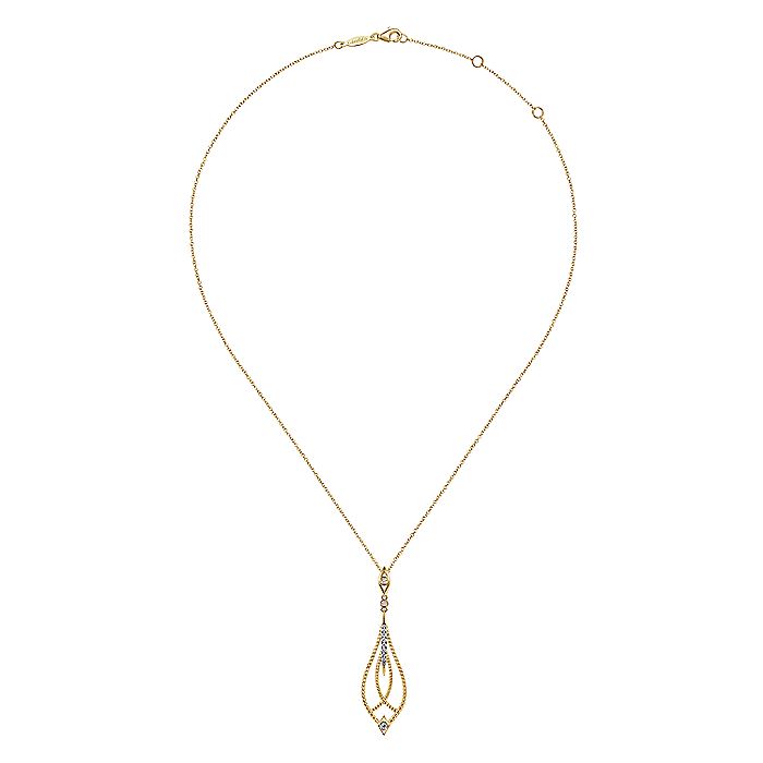 Gabriel & Co. NK6346Y45JJ 14K Yellow Gold Open Teardrop Pendant Necklace with Diamond Accents