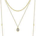 Gabriel & Co. NK6369M45JJ 14K Yellow Gold 3 Strand Teardrop Diamond Pavé Necklace with Drops