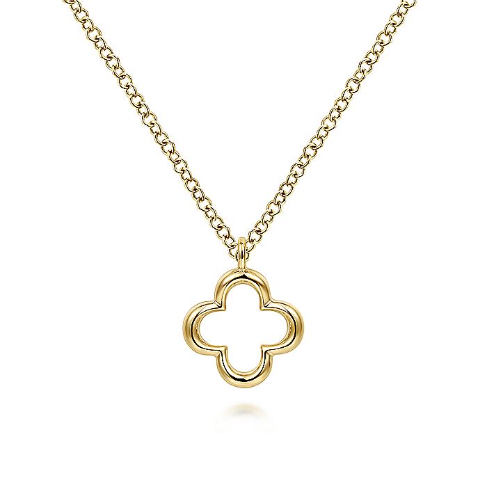 Gabriel & Co. NK6399Y4JJJ 14K Yellow Gold Open Clover Pendant Necklace