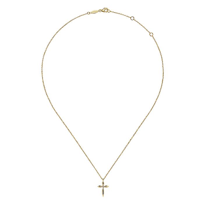 Gabriel & Co. NK6408Y45JJ 14K Yellow Gold Diamond Cross Pendant Necklace