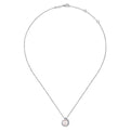 Gabriel & Co. NK6437W45PL 14K White Gold Round Pearl Pendant Necklace with Diamond Halo Swirl