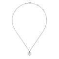 Gabriel & Co. NK6440W45PL 14K White Gold Round Pearl Pendant Necklace with Diamond Accents