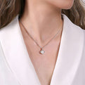 Gabriel & Co. NK6440W45PL 14K White Gold Round Pearl Pendant Necklace with Diamond Accents