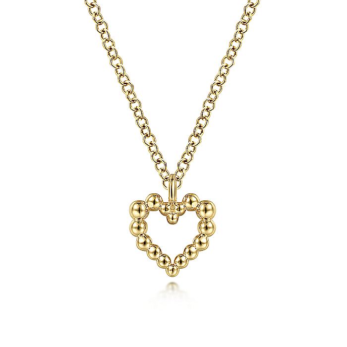 Gabriel & Co. NK6463Y4JJJ 14K Yellow Gold Bujukan Bead Open Heart Pendant Necklace