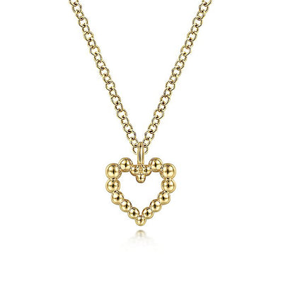 Gabriel & Co. NK6463Y4JJJ 14K Yellow Gold Bujukan Bead Open Heart Pendant Necklace