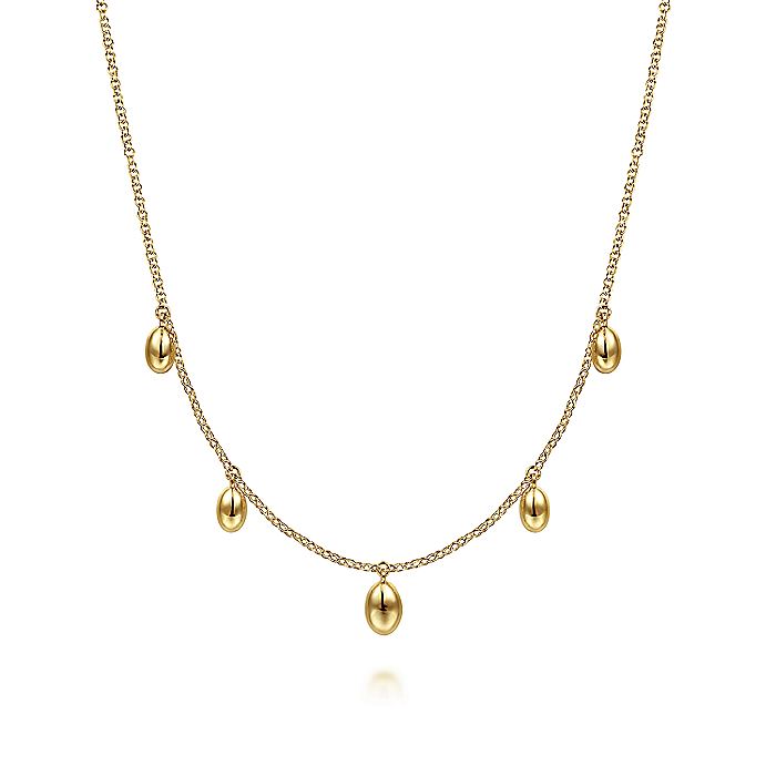 Gabriel & Co. NK6470Y4JJJ 14K Yellow Gold Chain Necklace with Bujukan Bead Drops