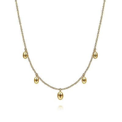 Gabriel & Co. NK6470Y4JJJ 14K Yellow Gold Chain Necklace with Bujukan Bead Drops