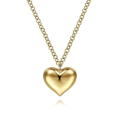 Gabriel & Co. NK6478Y4JJJ 14K Yellow Gold Puff Heart Pendant Necklace