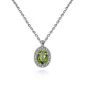 Gabriel & Co. NK647W45PE 18 inch 14K White Gold Peridot and Diamond Halo Drop Necklace