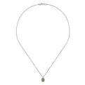 Gabriel & Co. NK647W45PE 18 inch 14K White Gold Peridot and Diamond Halo Drop Necklace