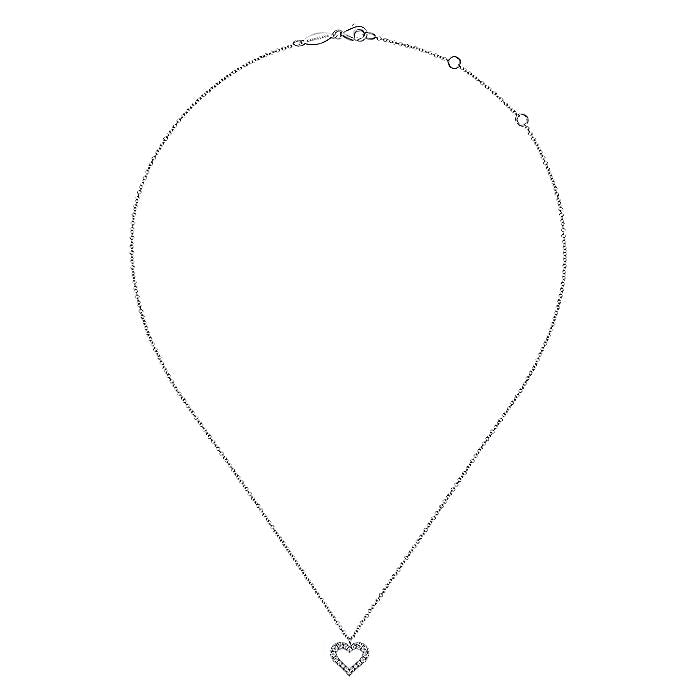 Gabriel & Co. NK6489W45JJ 14K White Gold Diamond Heart Pendant Necklace