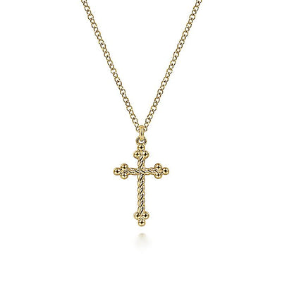 Gabriel & Co. NK6492Y4JJJ 14K Yellow Gold Twisted Rope Cross Pendant Necklace