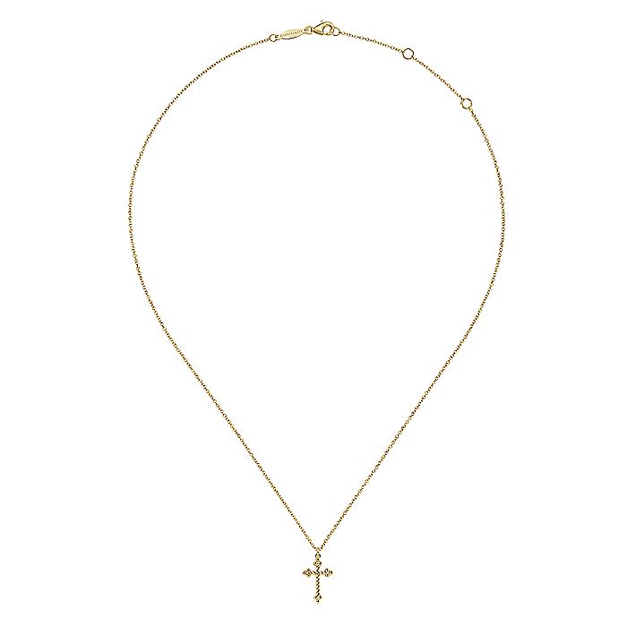 Gabriel & Co. NK6492Y4JJJ 14K Yellow Gold Twisted Rope Cross Pendant Necklace