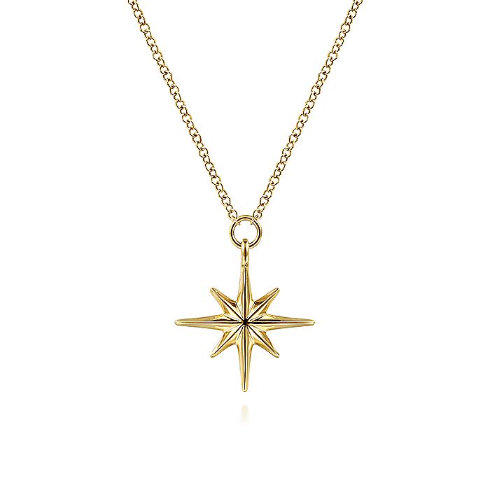 Gabriel & Co. NK6524Y4JJJ 14K Yellow Gold Star Pendant Necklace