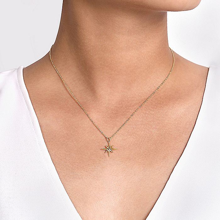 Gabriel & Co. NK6524Y4JJJ 14K Yellow Gold Star Pendant Necklace