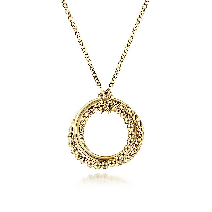 Gabriel & Co. NK6531Y4JJJ 14K Yellow Gold Twisted Rope Multi Circle Pendant Necklace