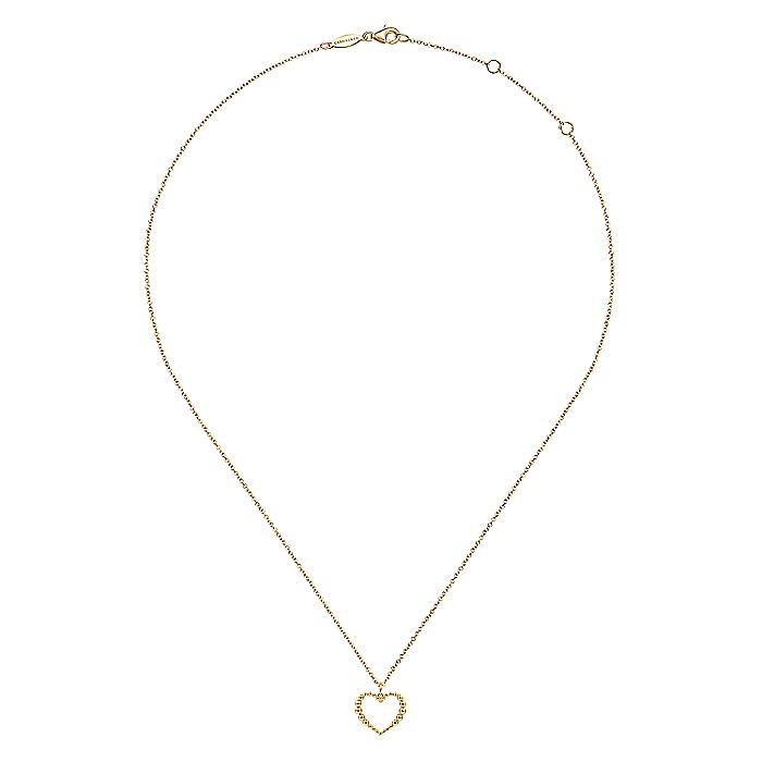 Gabriel & Co. NK6561Y4JJJ 14K Yellow Gold Bujukan Beaded Open Heart Pendant Necklace