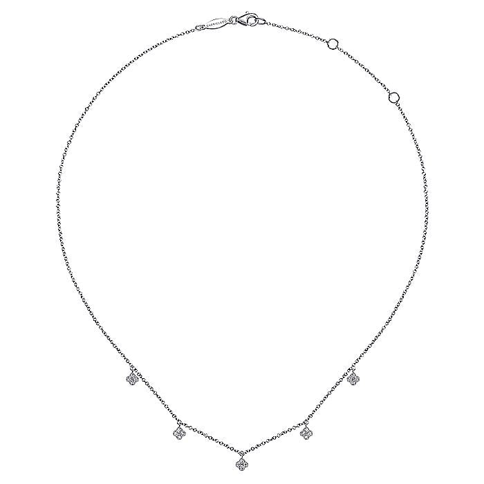 Gabriel & Co. NK6591W45JJ 14K White Gold Diamond Pavé Clover Drop Necklace