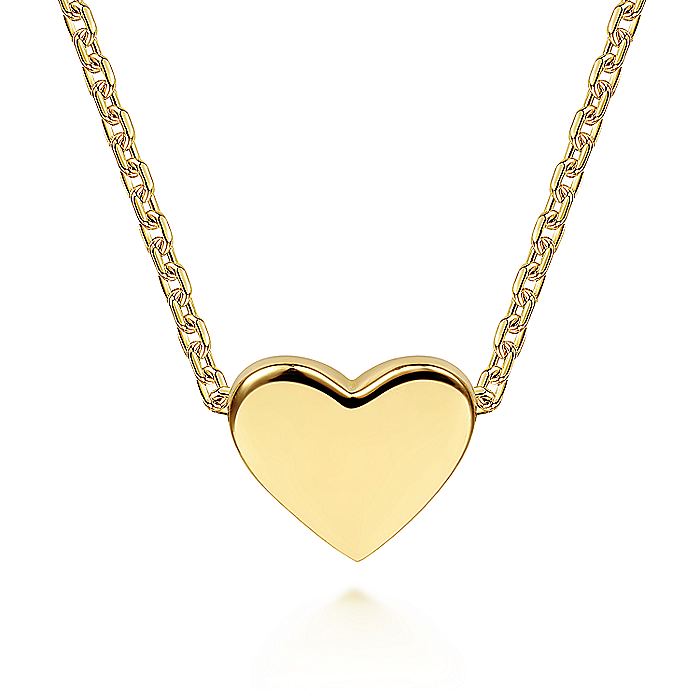 Gabriel & Co. NK6605Y4JJJ 14K Yellow Gold Solid Heart Pendant Necklace