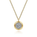 Gabriel & Co. NK6617Y45JJ 14K Yellow Gold Round Diamond Halo Pendant Necklace with Bezel Frame