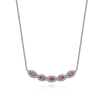 Gabriel & Co. NK6628W45RA 14K White Gold Diamond and Ruby Necklace