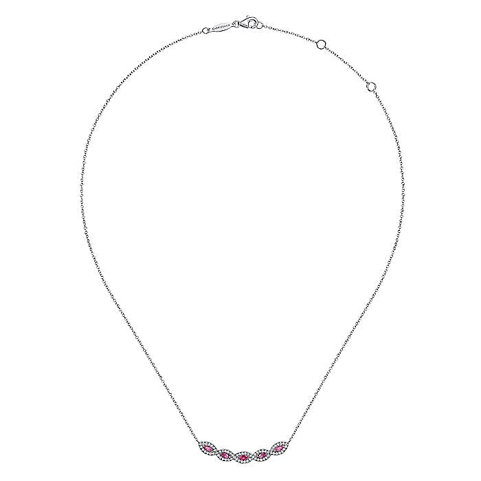 Gabriel & Co. NK6628W45RA 14K White Gold Diamond and Ruby Necklace