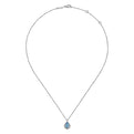 Gabriel & Co. NK6629W45BT 14K White Gold Pear Shape Blue Topaz and Diamond Halo Pendant Necklace