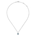 Gabriel & Co. NK6631W45BT 14K White Gold Round Blue Topaz and Diamond Halo Pendant Necklace